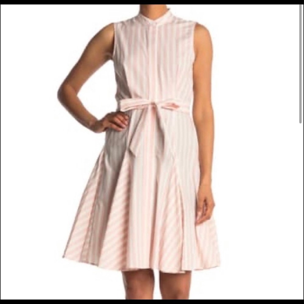 Calvin Klein pink stripe shirt dress